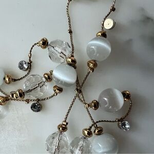 60” Gold and White Beaded Necklace